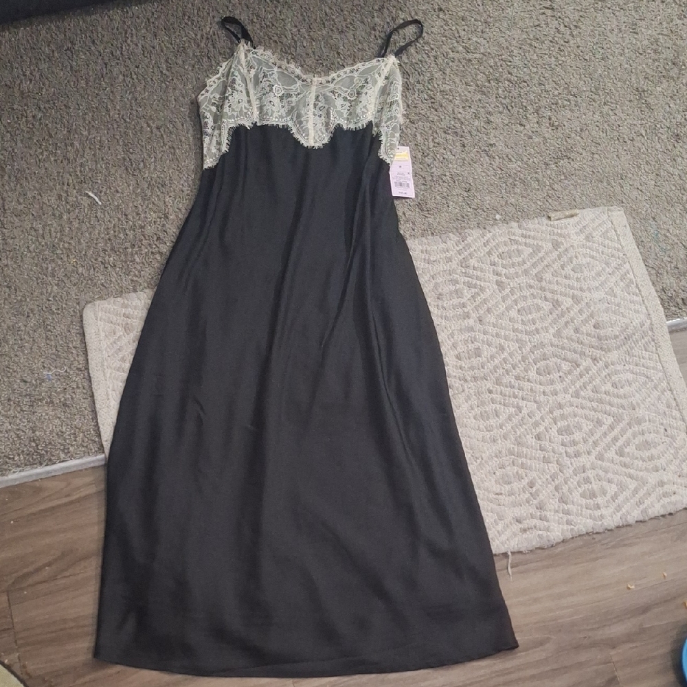 Wild Fable Black and Cream Lace Chemise